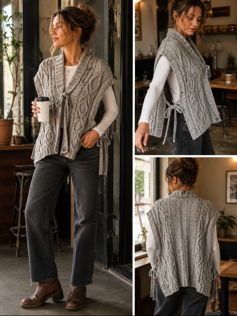 Anthropologie artsy-boho / elevated grandpa knit, sleeping on snow OS